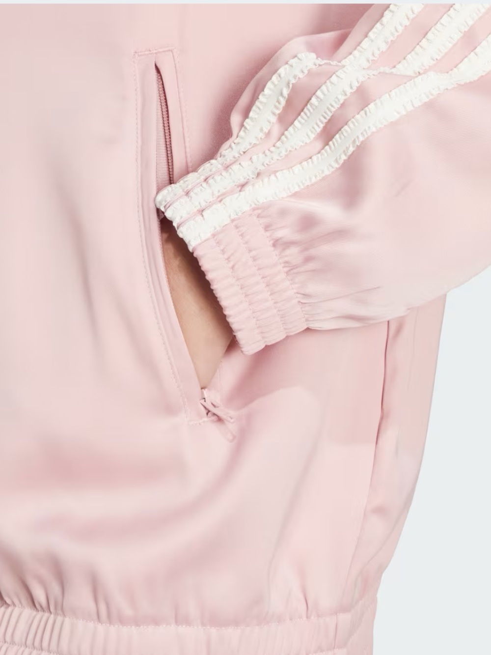 adidas Satin Pink Oversized Track Jacket White 3-Stripes with Matching Pants - Picture 11 of 13